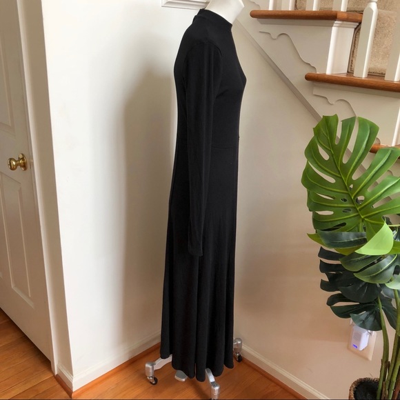 ❌SOLD | Who What Wear Black Ribbed Long Midi Dress - Picture 4 of 8